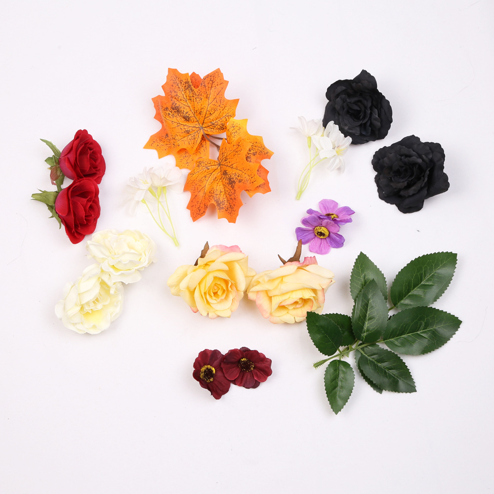 Artificial hoja de arce ramas cebolla orquídea Rosa girasol flor DIY hecho a mano accesorios fotografía decorativa