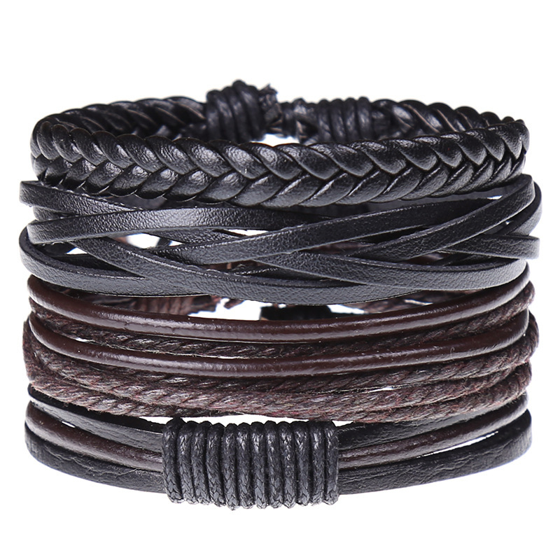 Ebay European and American Simple Retro Set Bracelet DIY Braided Leather Bracelet Men's Leather Braided Bracelet Ebay European and American Simple Retro Set Bracelet DIY Braided Leather Bracelet Men's Leather Braided Bracelet