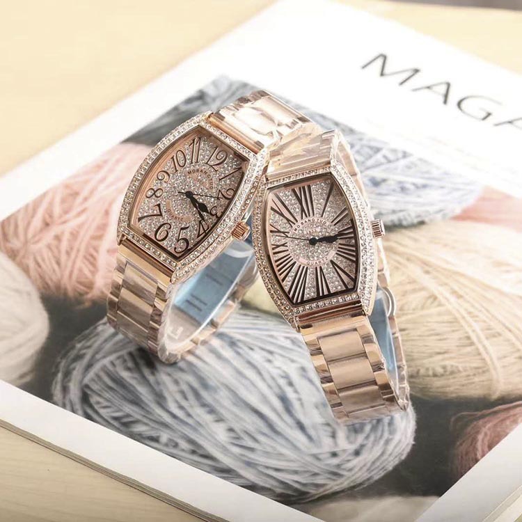 watch Wine Barrel FM Same Style Couples Fashion watch Women's Cross-border Gypsophila Steel Belt Diamond Quartz watch Wholesale