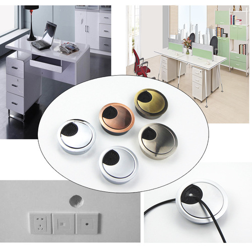 Alloy wiring box computer desk wiring box round office desk cable hole cover threading hole 35/50/53/60/80