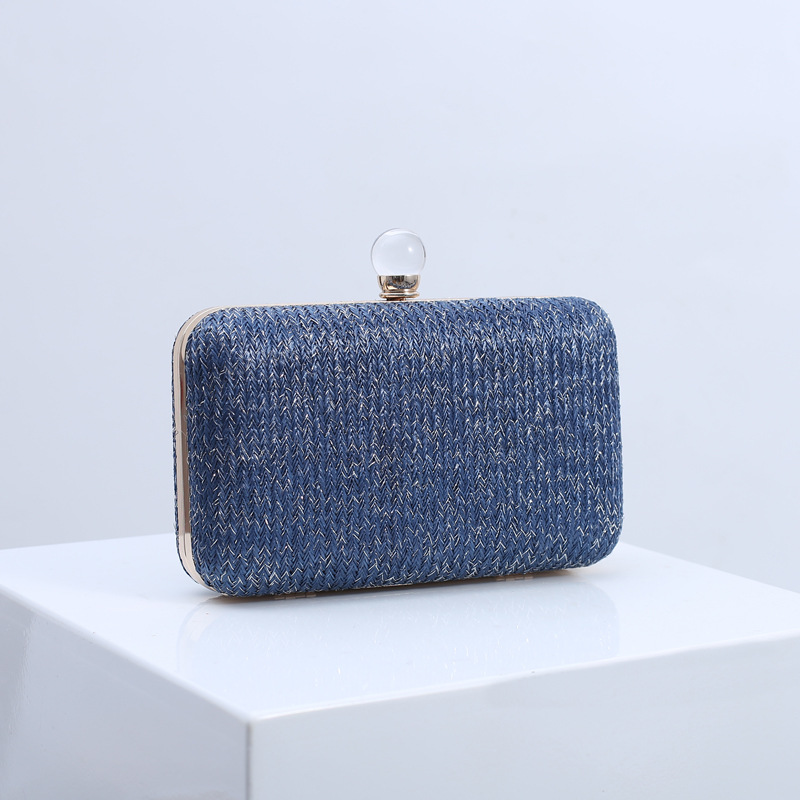 Bolso de mano creativo de verano tejido con paja para mujer, moda europea y americana, bolso de noche versátil multicolor, bolso de mujer transfronterizo con patrón de ondas de agua.