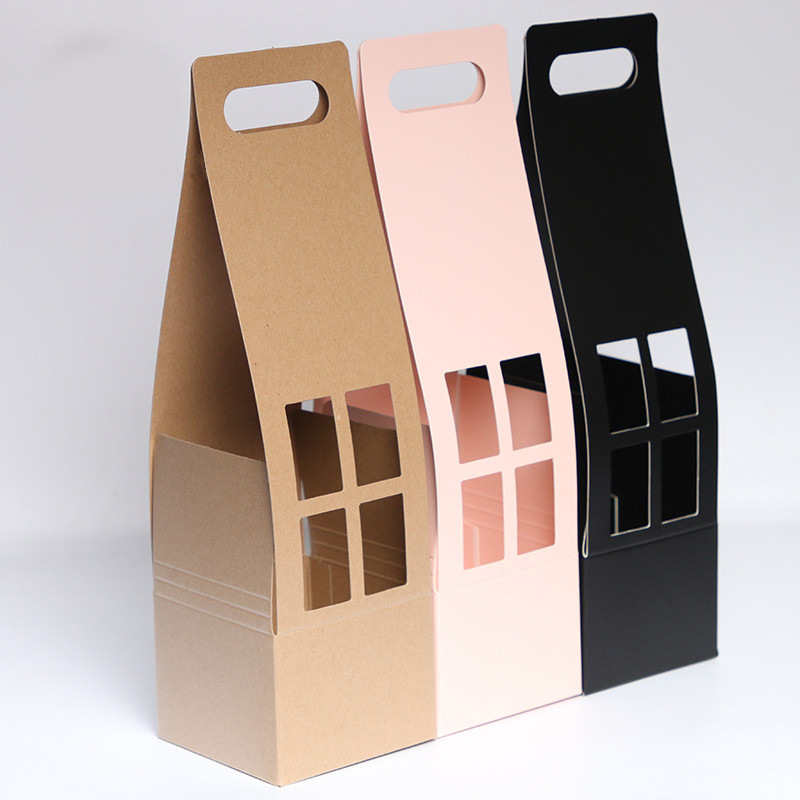 Cesta de flores de papel para llevar, caja para arreglos florales del Día de la Madre, materiales para envolver flores, caja de flores portátil, bolsa de papel kraft para flores.