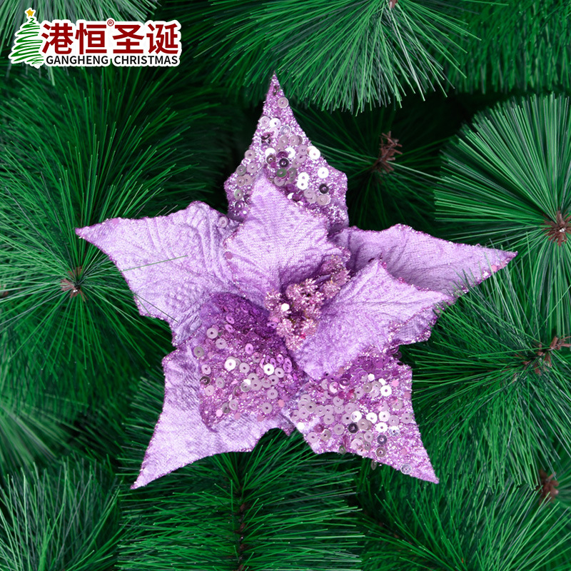 Nueva Rosa lentejuelas Flor de Navidad árbol de Navidad decoración de la boda franela flor falsa Navidad flor artificial suministros de Navidad