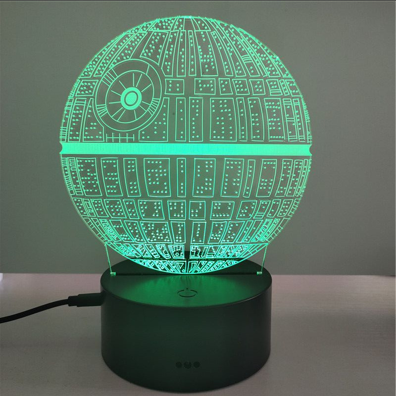 Foreign trade gift 3D lamp Star Wars series Death Star USB touch colorful LED acrylic bedside night light