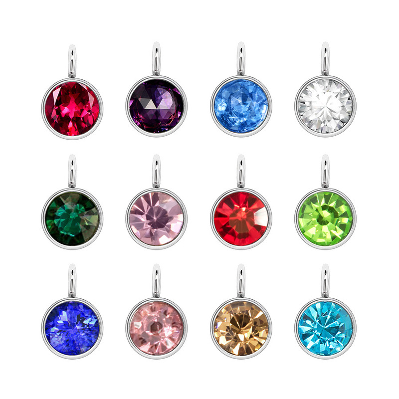 December Birthstone Birthstone DIY Pendant Accessories Jewelry Accessories Stainless Steel Birthstone Pendant Small Pendant