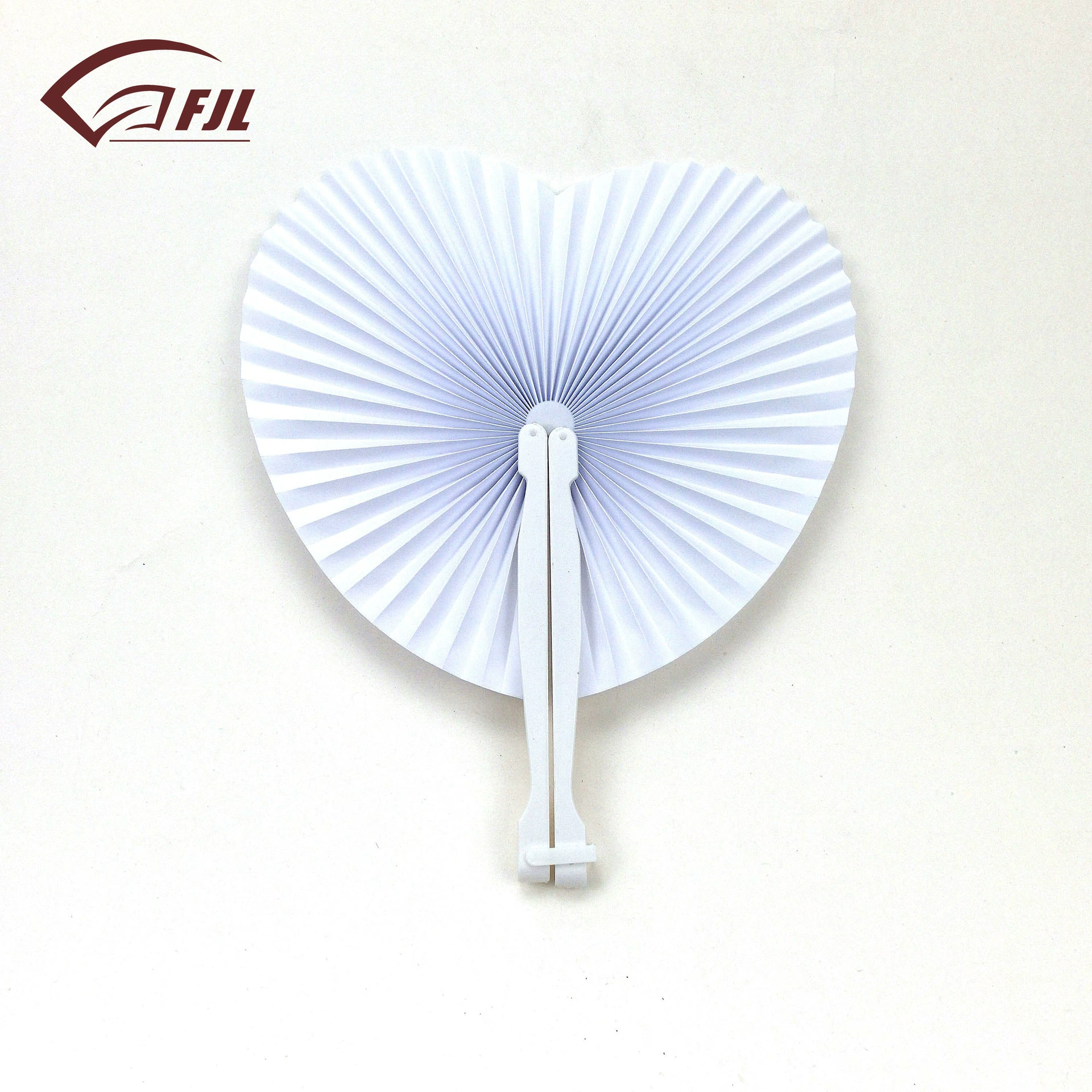 14,5 см трансграничная электронная коммерция Свадебный вентилятор белая ручка белый бумажный пластиковый маленький круглый Вентилятор рекламный подарок вентилятор в форме сердца белый