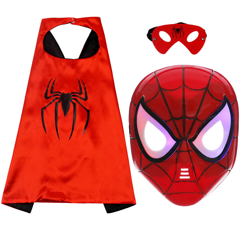 Spider-Man capa brillante máscara de Halloween niños dibujos animados juguete anime lanzador guantes reloj traje