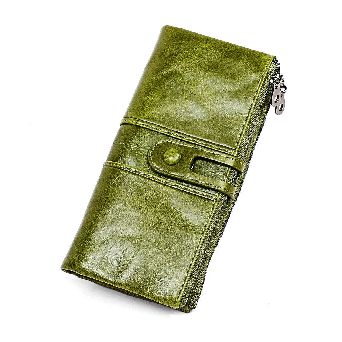 RFID women's wallet genuine leather first layer cowhide three fold wallet multi functional long coin purse_voghion.com