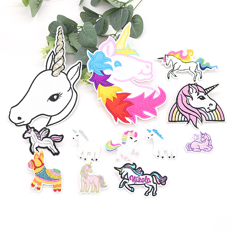 现货动画卡通布贴 DIY刺绣独角兽贴片 电脑绣花贴衣服补丁贴