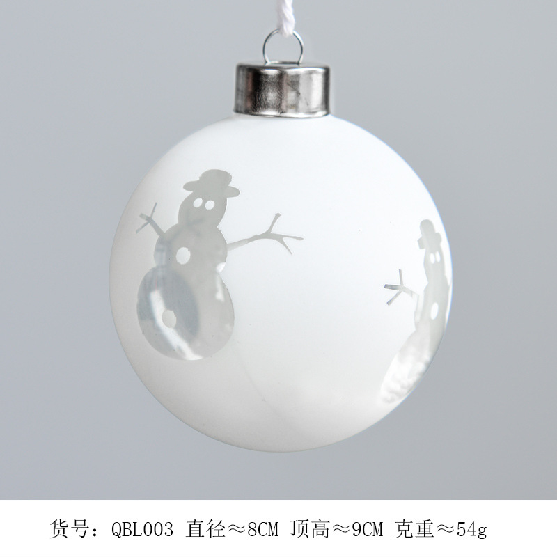 Bola de Navidad de cristal de 8 cm, transparente, para colgar, decoración navideña, bodas, perlas, lentejuelas, pintada, esmerilada