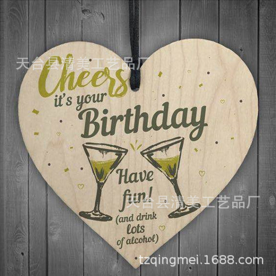 40 100mm Love Wood chip Pendant 1 Pack