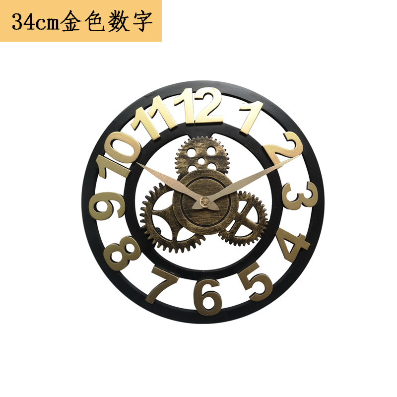 Reloj de pared mudo de madera de estilo industrial American Gear Reloj de pared Retro sala de estar comedor decoración creativa Reloj de pared