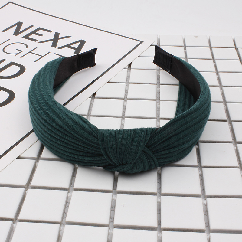G612#knitted hair hoop ink green