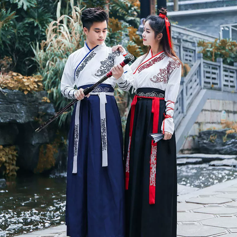 Пара ханьфу взрослый древний костюм в китайском стиле вышивка костюм Han Element Tang в стиле боевых искусств ручной работы с талией ежедневный Улучшенный костюм