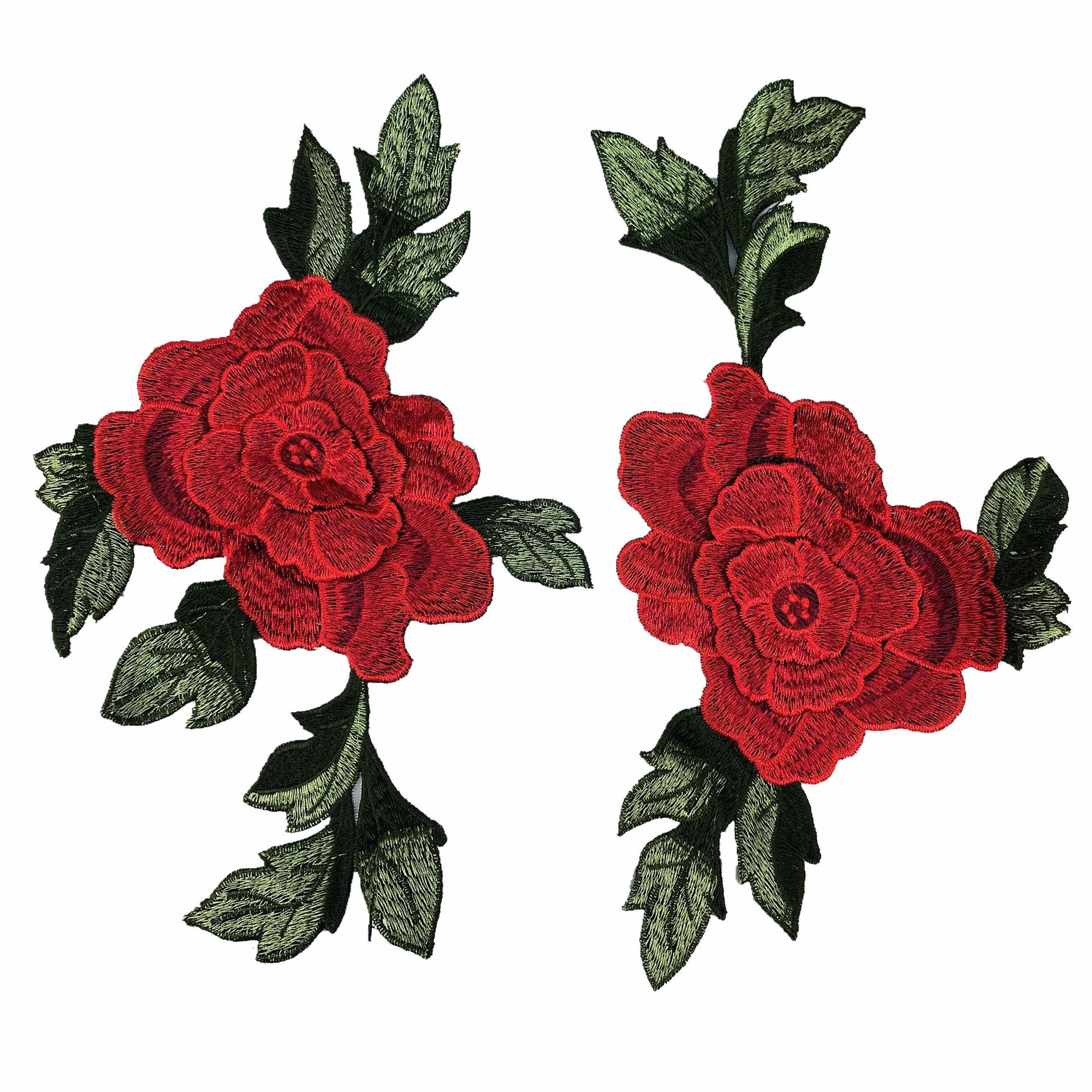 水溶刺绣玫瑰服装辅料 纱底刺绣 领花 个性电脑绣花辅料花朵批发