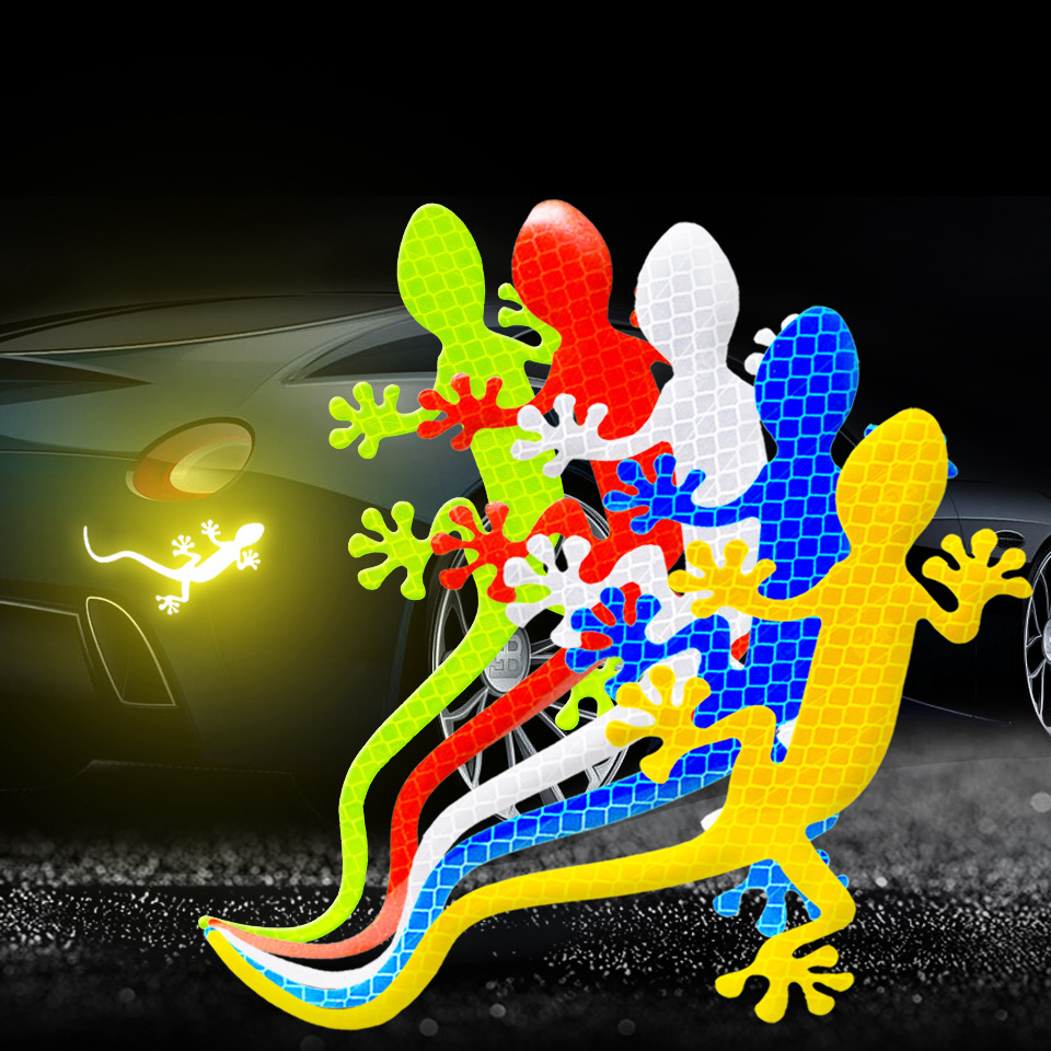 反光壁虎车贴3D立体贴创意汽车尾标警示贴纸装饰用品车身划痕遮挡