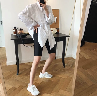 卢浮夏季新韩国ins时髦高腰弹力紧身打底裤显瘦瑜伽五分裤中裤女
