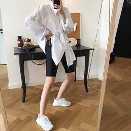 卢浮夏季新韩国ins时髦高腰弹力紧身打底裤显瘦瑜伽五分裤中裤女