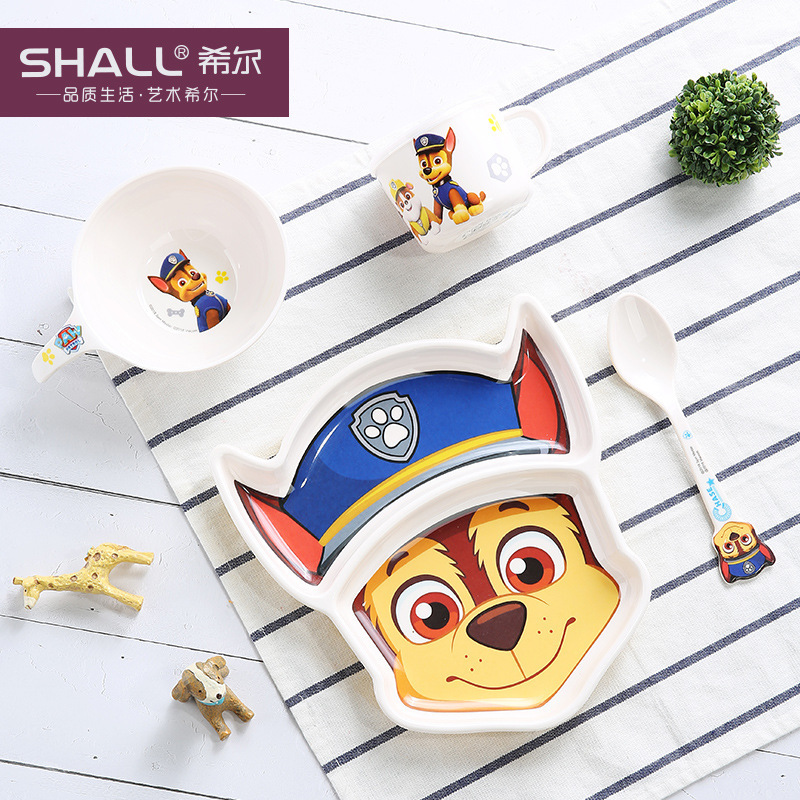 Shall Wang Wang team bowl and plate set children's cartoon spoon Melamine Cup Wal-Mart and other big merchants are available