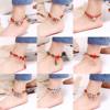 Small bell, woven ankle bracelet handmade, ethnic birthday charm, Korean style, simple and elegant design, ethnic style