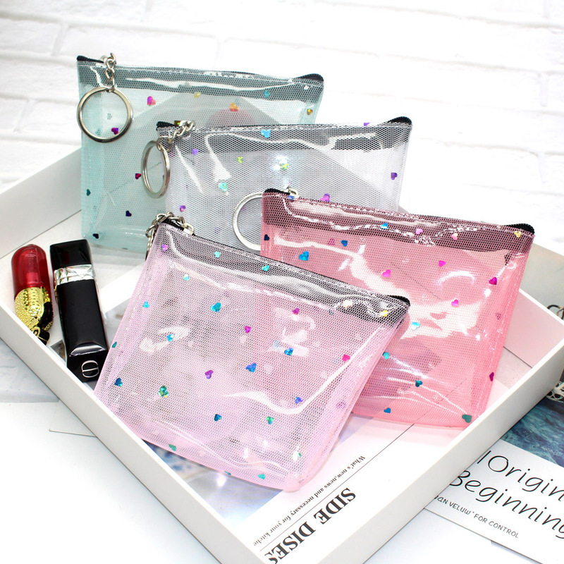Love Transparent Coin Purse Mesh Brain Chain Coin Bag Girls Small Purse Event Small Gift Wholesale