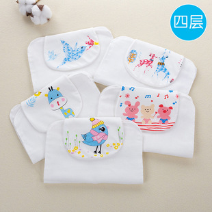Sunshine chrysanthemum baby sweat towel four layer soft gauze baby sweat towel children sweat towel rice White single strip