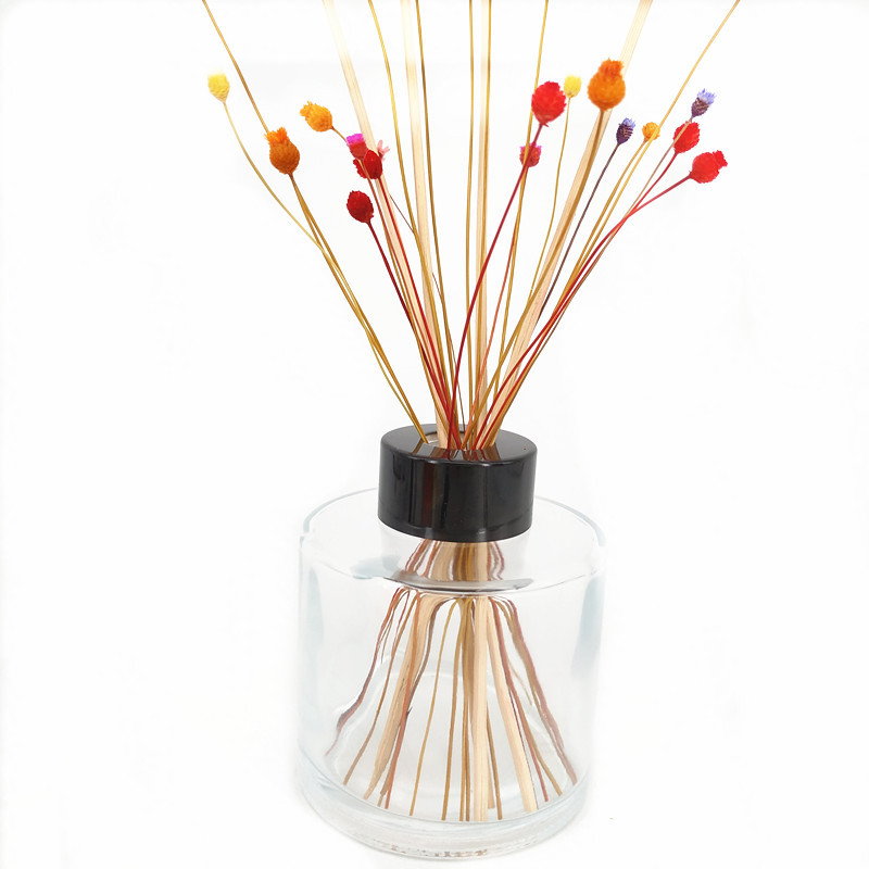 圆柱香薰瓶200ml香薰玻璃瓶无火香薰瓶藤条挥发瓶螺口晶白透明瓶