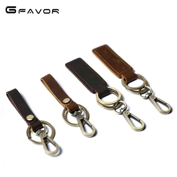 Yuandian Original Personalized Handmade Genuine Leather Keychain, Retro Cowhide Car Keychain, Crazy Horse Leather Literary Leather Pieces