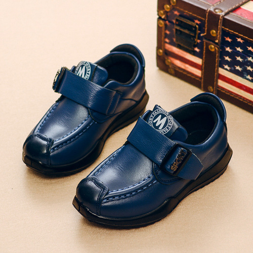  New Spring and Autumn Boys Leather Shoes Boys Casual Shoes Velcro Flat Bottom Sports Versatile Children's Shoes Wholesale