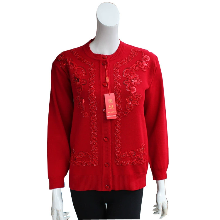 Поколение волос женщин среднего возраста свитер пальто весна и осень мама свитер женский цветочный кардиган