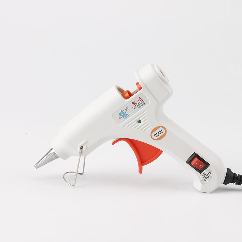 白色20W迷你热熔胶枪 7mm胶条蓝色带开关小胶枪 厂家供应热熔胶枪