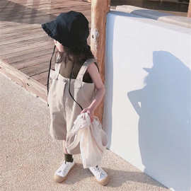 女童韩版套装无袖背心加款式背带裤25夏装新款外贸童装代发3-9岁