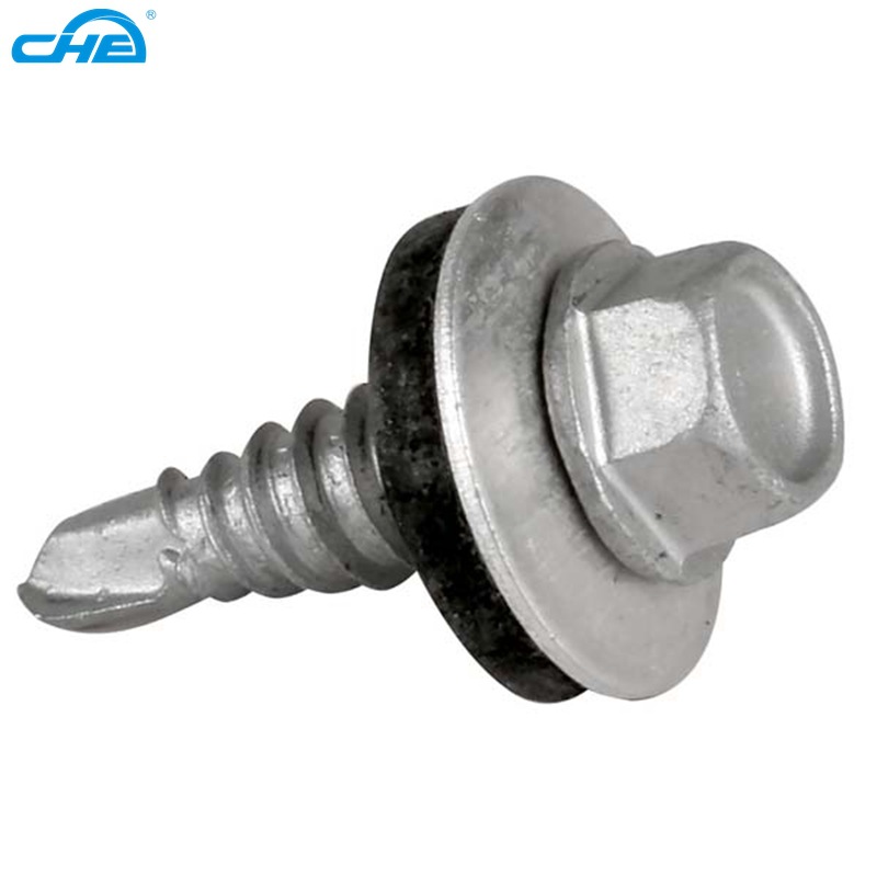 Chuanghe suministro directo de fábrica brida hexagonal con cola de perforación mediana clavo tornillo autorroscante tornillo de juguete color zinc piezas no estándar