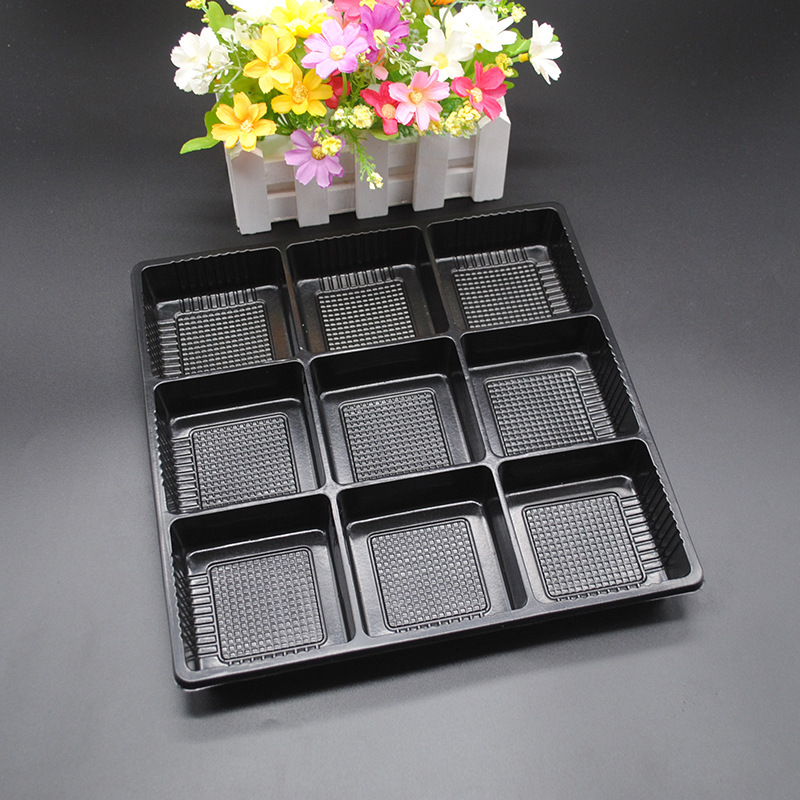 厂家批发 饼干 蛋糕 PS PVC 九宫格托盘 塑料包装内衬托盘