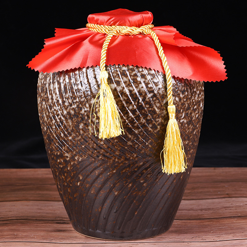 宜兴10斤双耳酒坛仿古条纹空酒坛陶瓷酒瓶家用土陶酒坛子酒壶酒罐