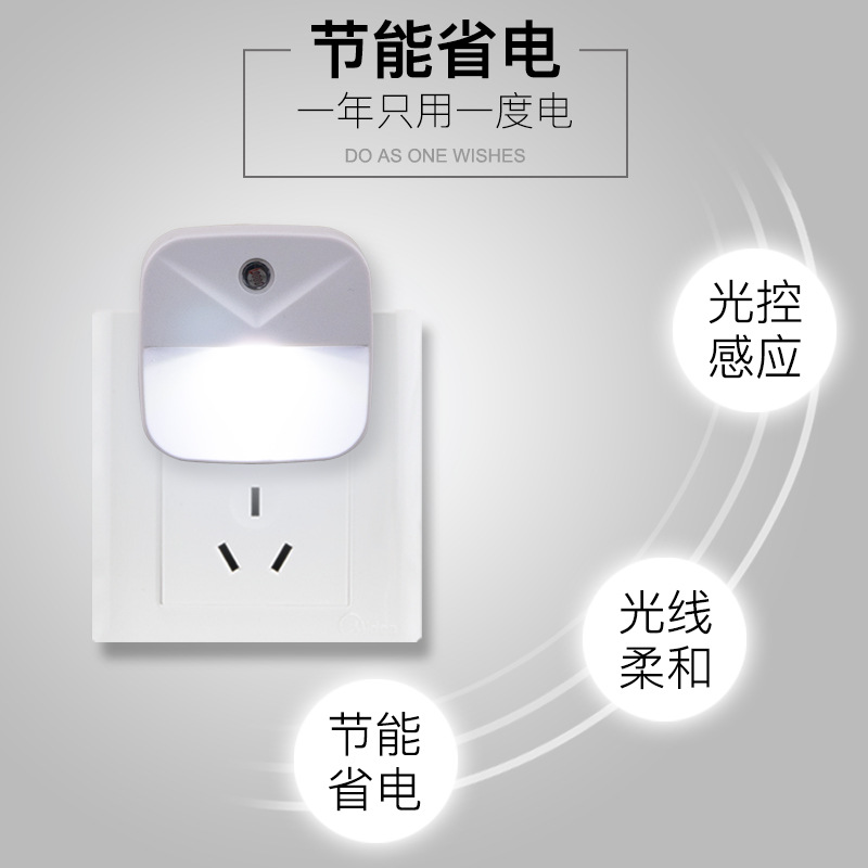 Nuevas luces nocturnas extrañas transfronterizas, luces de inducción de control de luz inteligente enchufables, luces LED de alimentación nocturna para bebés, protección ocular, lámparas de ahorro de energía
