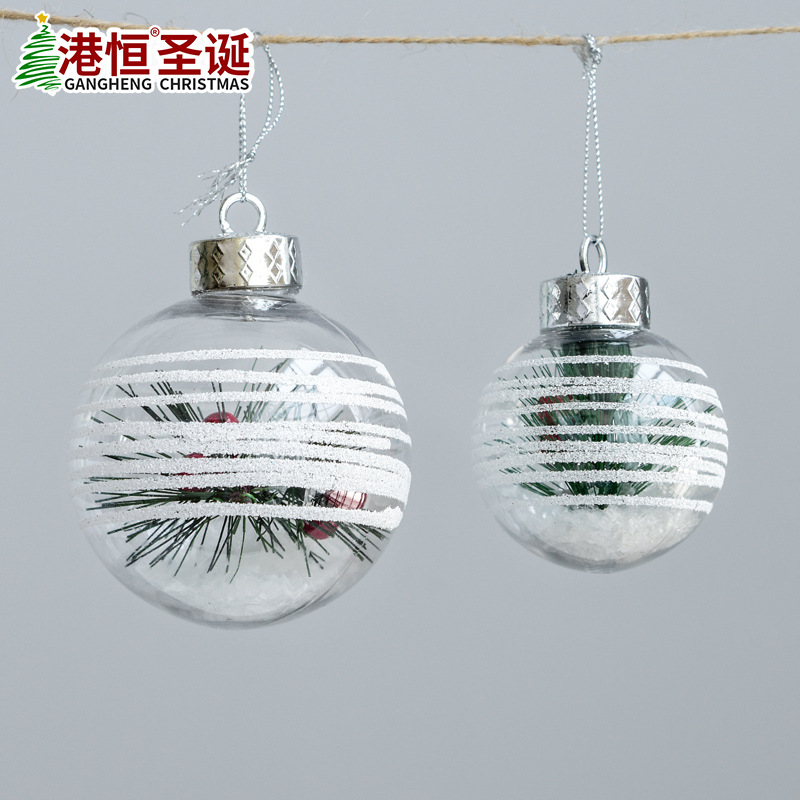 Decoraciones de vacaciones de Navidad 6cm transparente BOLA DE Navidad copo de nieve paisaje colgante bola Hotel Mall diseño de árbol de Navidad