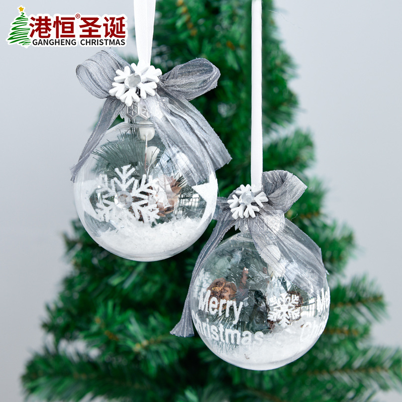 Decoraciones de vacaciones de Navidad 6cm transparente BOLA DE Navidad copo de nieve paisaje colgante bola Hotel Mall diseño de árbol de Navidad