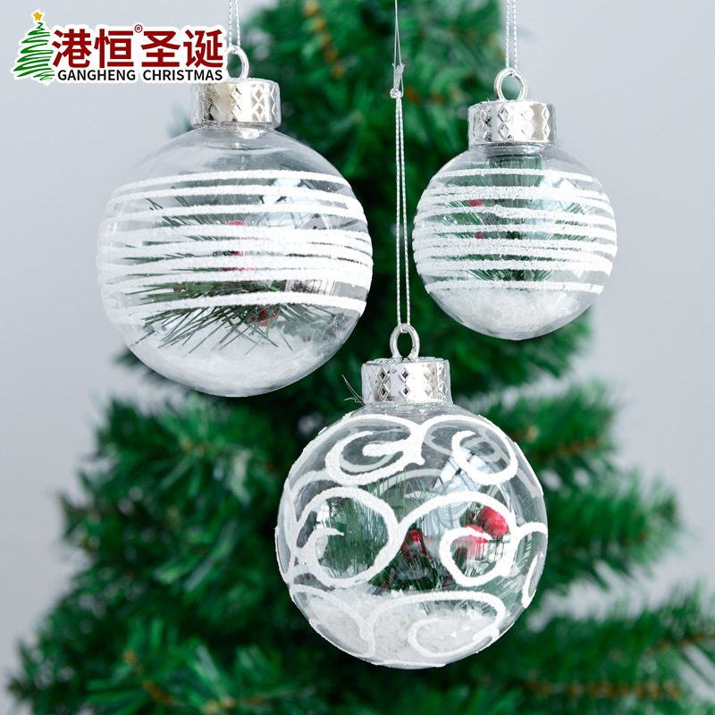 Decoraciones de vacaciones de Navidad 6cm transparente BOLA DE Navidad copo de nieve paisaje colgante bola Hotel Mall diseño de árbol de Navidad