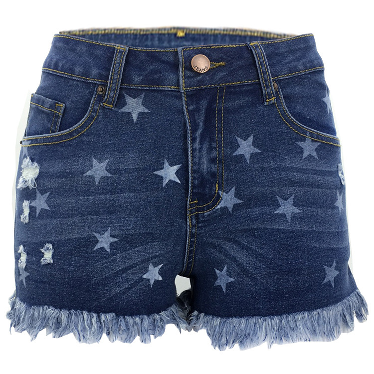 Shorts Vaqueros con Flecos Deshilachados de Amazon Primavera 2025, Sitio Independiente de eBay, Wish, Pantalones Vaqueros para Mujer en Existencia