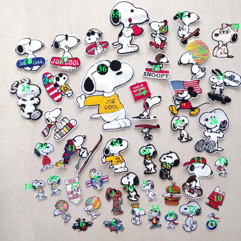 スヌーピー布ステッカー刺繍パッチバッジ子供服アクセサリー穴付きステッカー日本tシャツバッグ装飾diy
