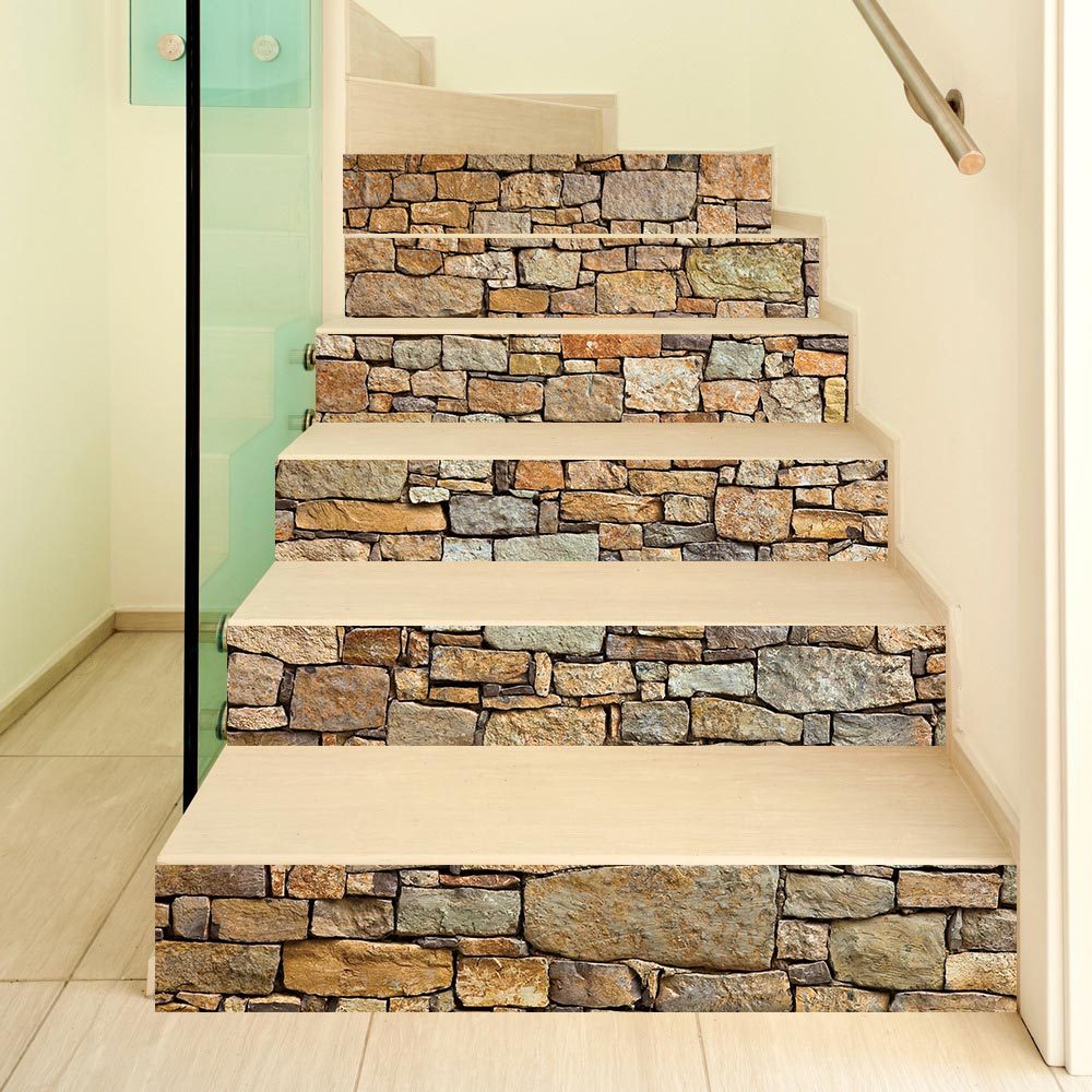 Self-Adhesive Creative 3D Stair Living Room DIY Simulated Stone Decoration Home Waterproof Wall Stickers_voghion.com