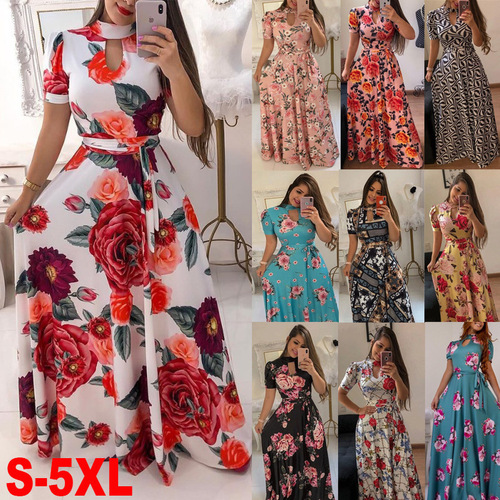  Sexy fashion digital printed European and American new fashion style big swing dress