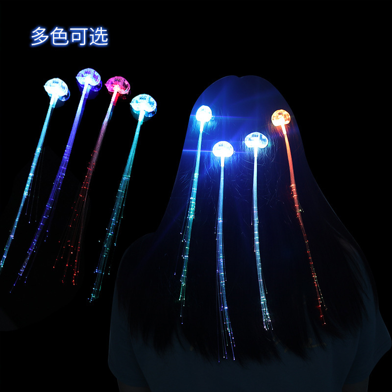 Led Light-Up Braids Manufacturer Fiber Optic Dance Bar Wigs Concert Supplies Wholesale Colorful Light-Up