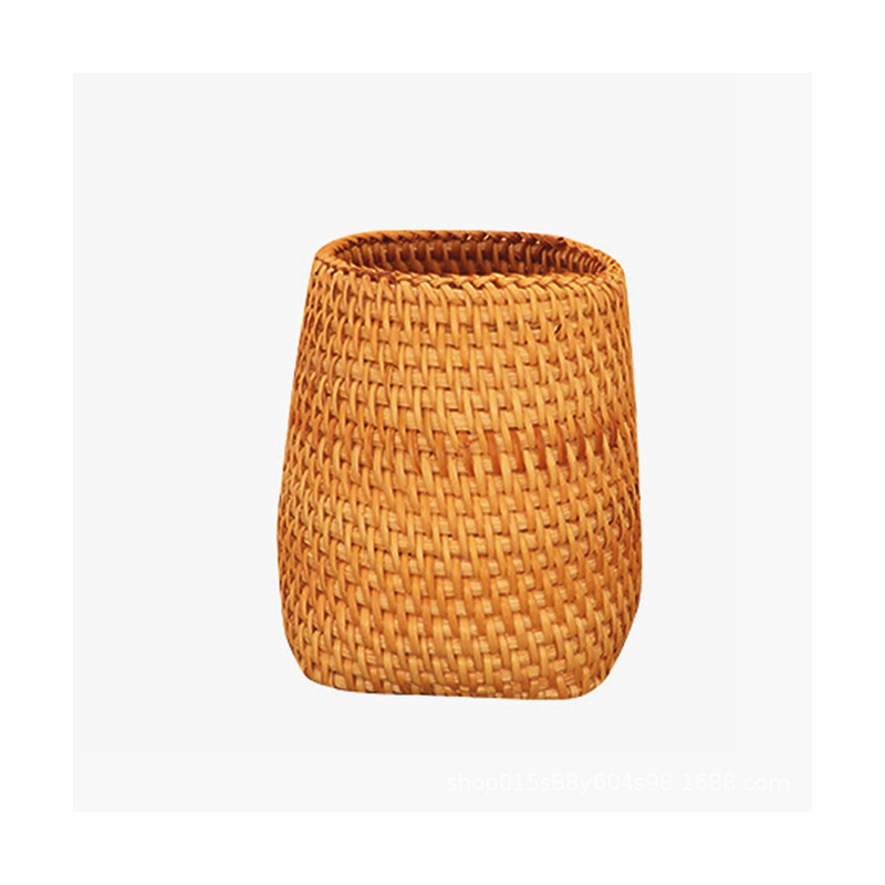Venta directa de fábrica nuevo retro simple rattan titular de la pluma ratán titular de la taza de té de ratán de fondo redondo titular de la taza de té de ratán precio asequible image 6