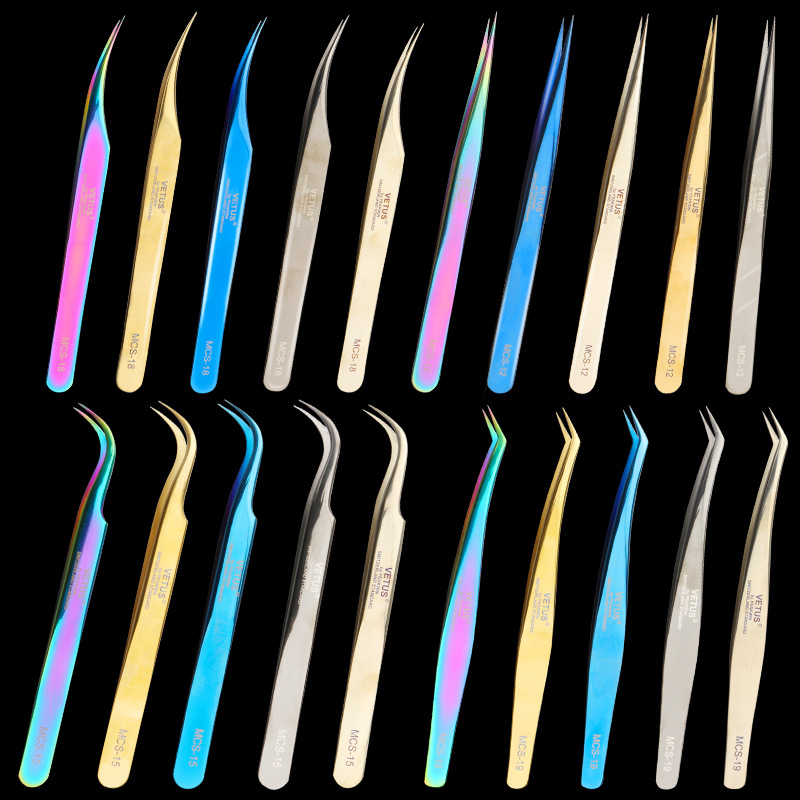 Grafting False Eyelash Tweezers High-Precision Stainless Steel Anti-Static Tweezers Gradient Blooming Grafting Tweezers