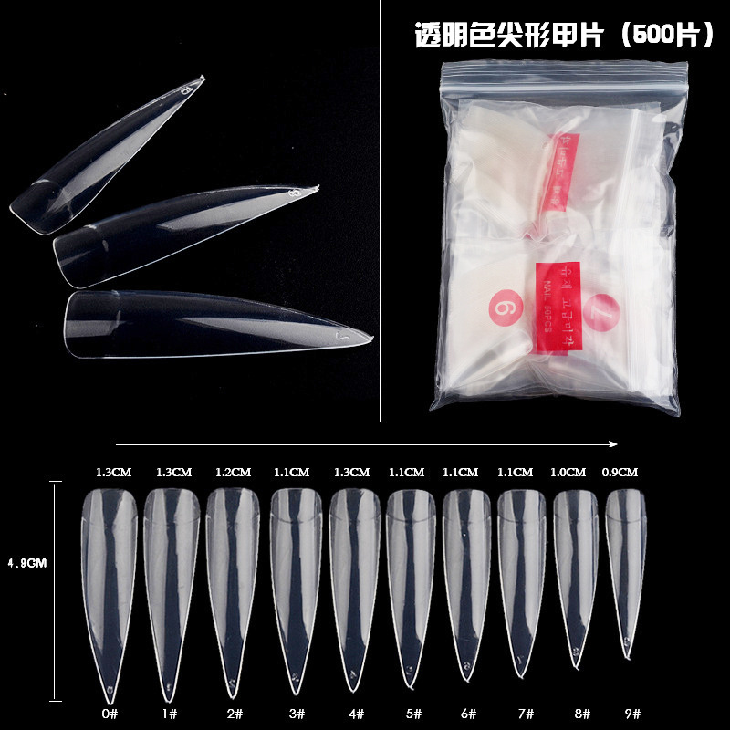 Transfronterizo especial para la punta del salón pieza de uñas 500 piezas bolsa natural transparente color falso uñas manicura pieza de uñas al por mayor