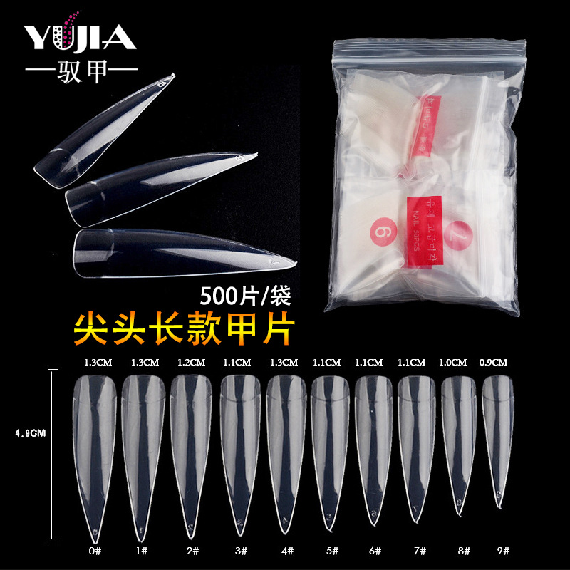 Transfronterizo especial para la punta del salón pieza de uñas 500 piezas bolsa natural transparente color falso uñas manicura pieza de uñas al por mayor