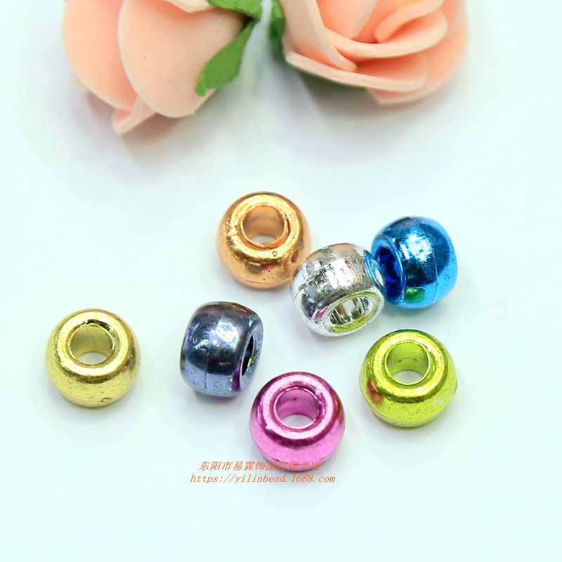 Material de bricolaje transfronterizo cuentas de barril cuentas sueltas cuentas de pony cuentas hechas a mano de agujeros grandes 6*9MM accesorios de joyería de color al por mayor