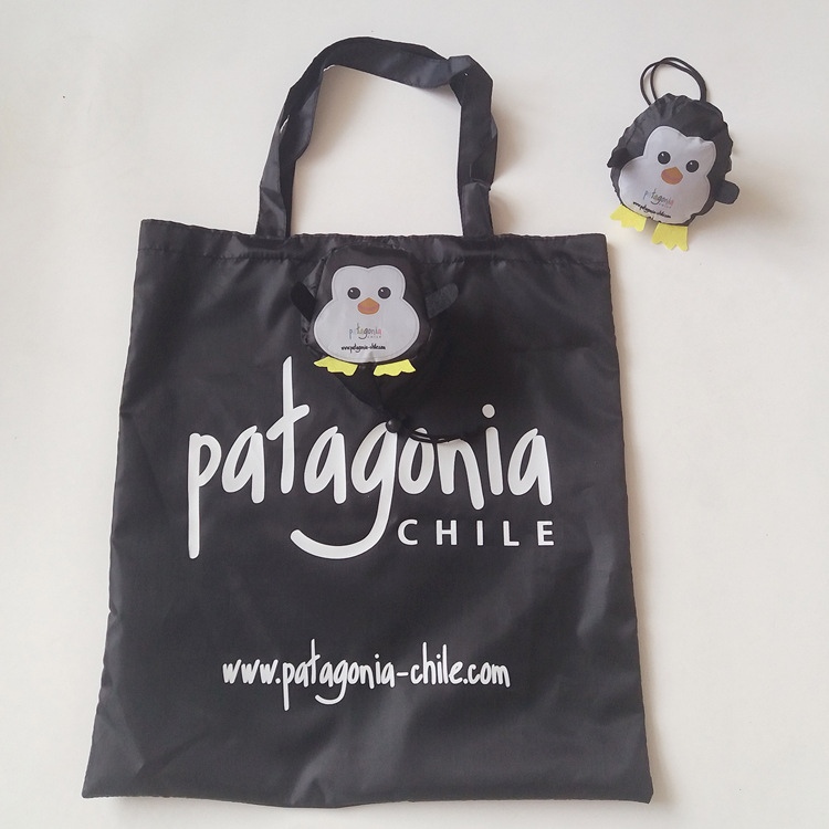企鹅造型环保手提折叠袋涤纶卡通可折叠礼品布袋 外贸促销广告袋